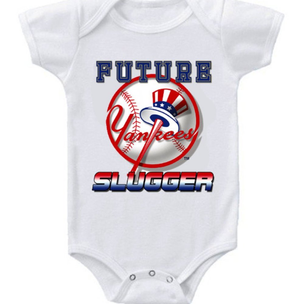 Cute Funny MLB Baseball Baby Bodysuit  NY Yankees